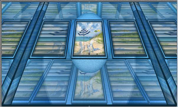 Afbeelding met kunst, verven, gebouw, blauw  Automatisch gegenereerde beschrijving